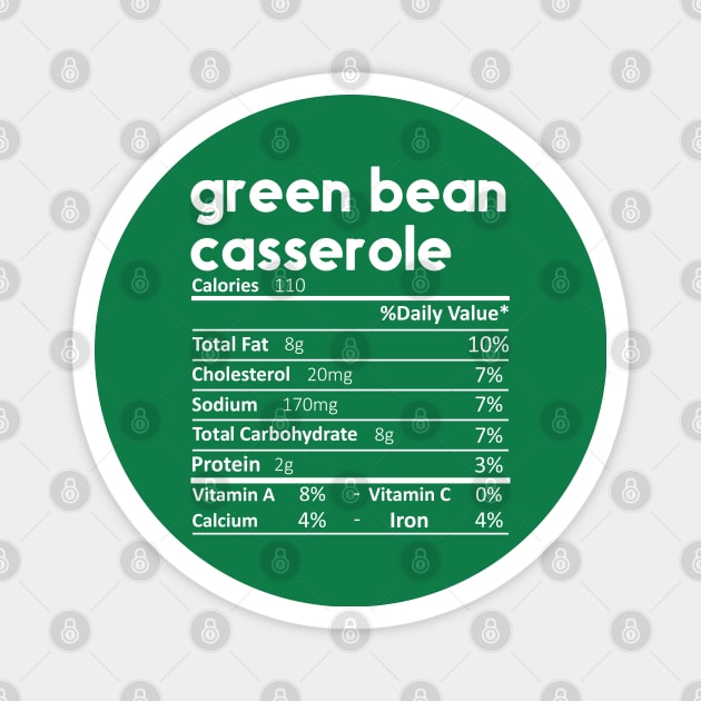 Green Bean Casserole Nutrition Facts Magnet by DragonTees